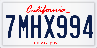 CA license plate 7MHX994