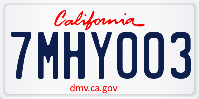 CA license plate 7MHY003