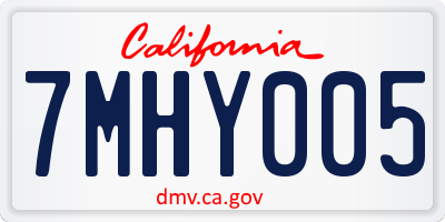 CA license plate 7MHY005