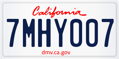 CA license plate 7MHY007