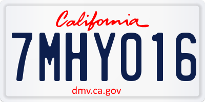 CA license plate 7MHY016