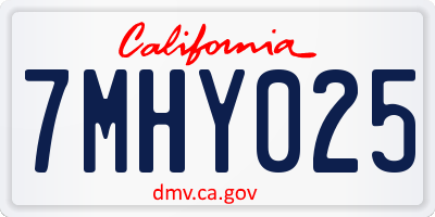 CA license plate 7MHY025