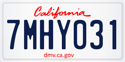 CA license plate 7MHY031
