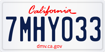 CA license plate 7MHY033