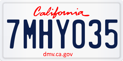 CA license plate 7MHY035