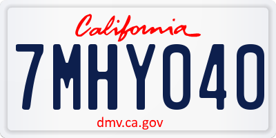 CA license plate 7MHY040
