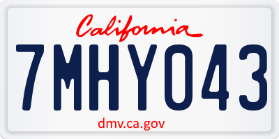 CA license plate 7MHY043