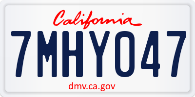 CA license plate 7MHY047