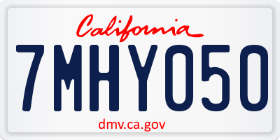CA license plate 7MHY050