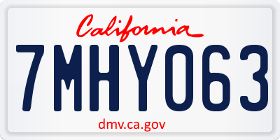 CA license plate 7MHY063