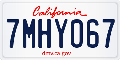 CA license plate 7MHY067