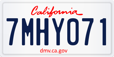 CA license plate 7MHY071