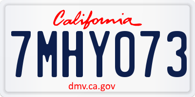 CA license plate 7MHY073