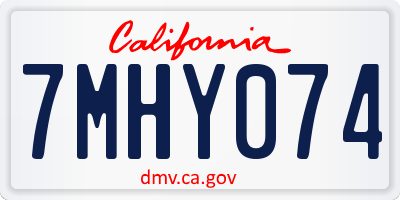 CA license plate 7MHY074