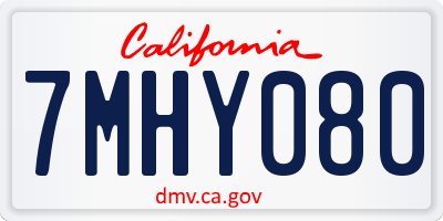 CA license plate 7MHY080