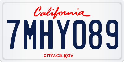 CA license plate 7MHY089