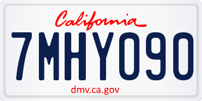 CA license plate 7MHY090