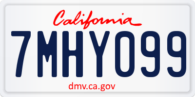 CA license plate 7MHY099