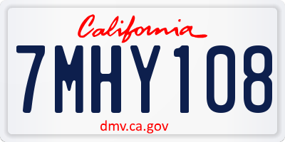 CA license plate 7MHY108