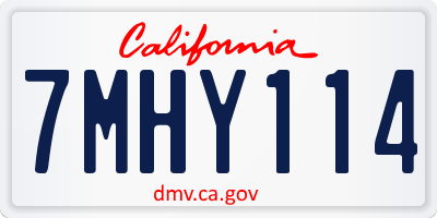CA license plate 7MHY114