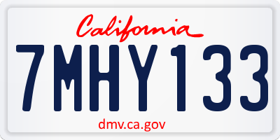 CA license plate 7MHY133