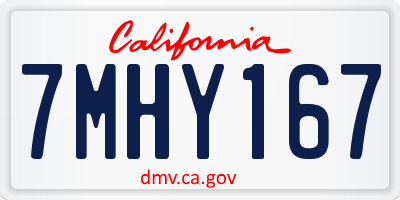 CA license plate 7MHY167