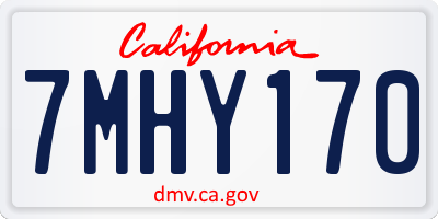CA license plate 7MHY170