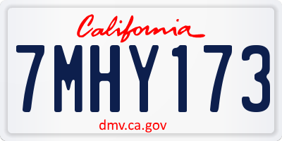 CA license plate 7MHY173