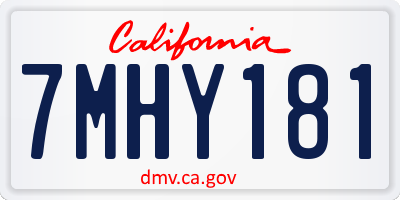 CA license plate 7MHY181