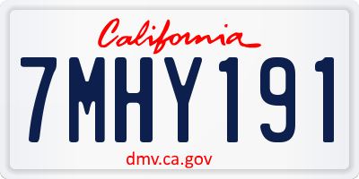 CA license plate 7MHY191
