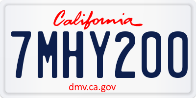 CA license plate 7MHY200