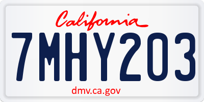 CA license plate 7MHY203