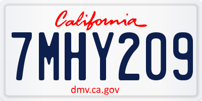 CA license plate 7MHY209
