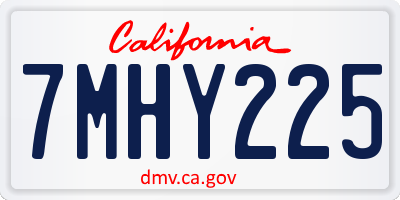 CA license plate 7MHY225