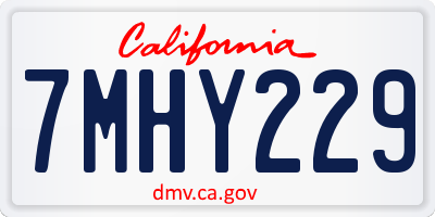 CA license plate 7MHY229