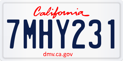 CA license plate 7MHY231
