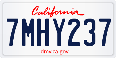 CA license plate 7MHY237