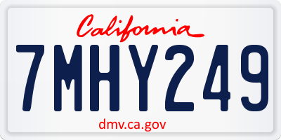 CA license plate 7MHY249