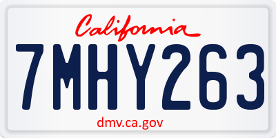 CA license plate 7MHY263
