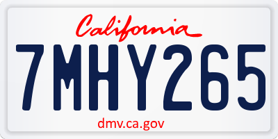 CA license plate 7MHY265