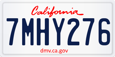 CA license plate 7MHY276