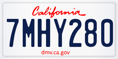 CA license plate 7MHY280