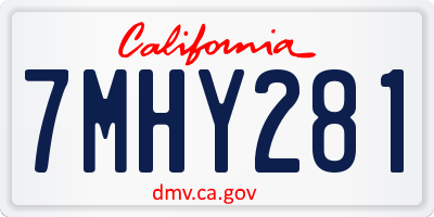 CA license plate 7MHY281