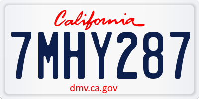 CA license plate 7MHY287