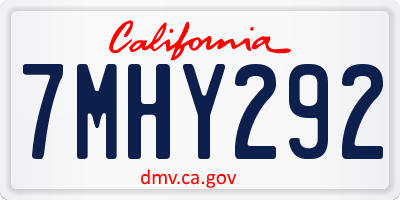 CA license plate 7MHY292