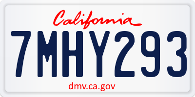 CA license plate 7MHY293