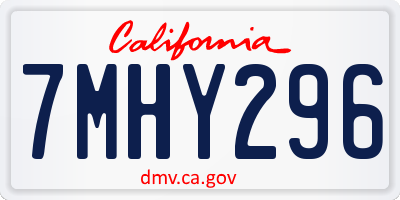 CA license plate 7MHY296