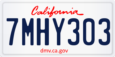 CA license plate 7MHY303