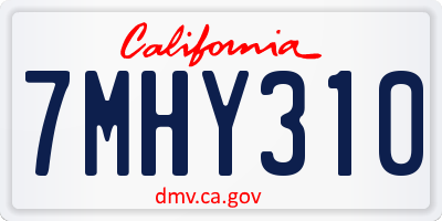 CA license plate 7MHY310