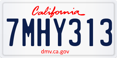 CA license plate 7MHY313